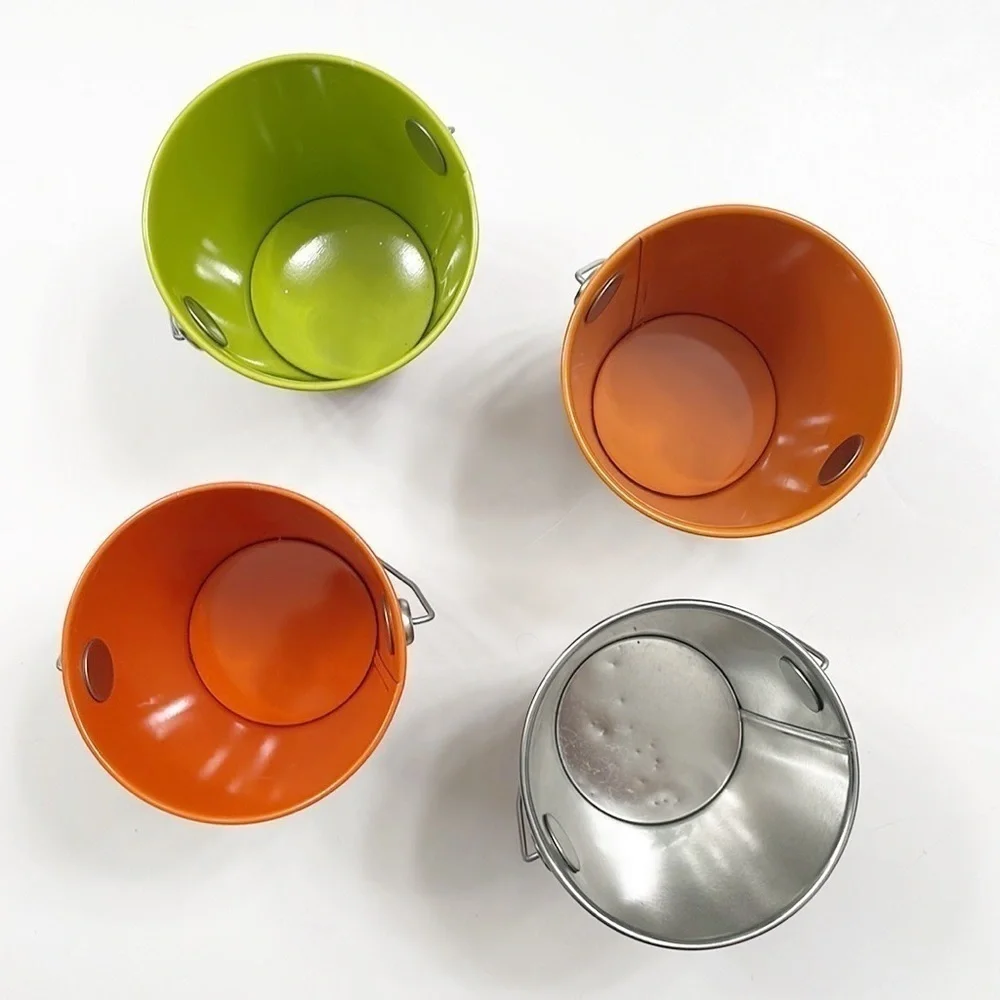 Set of 4 small Halloween/monster print metal pails - 4 inch